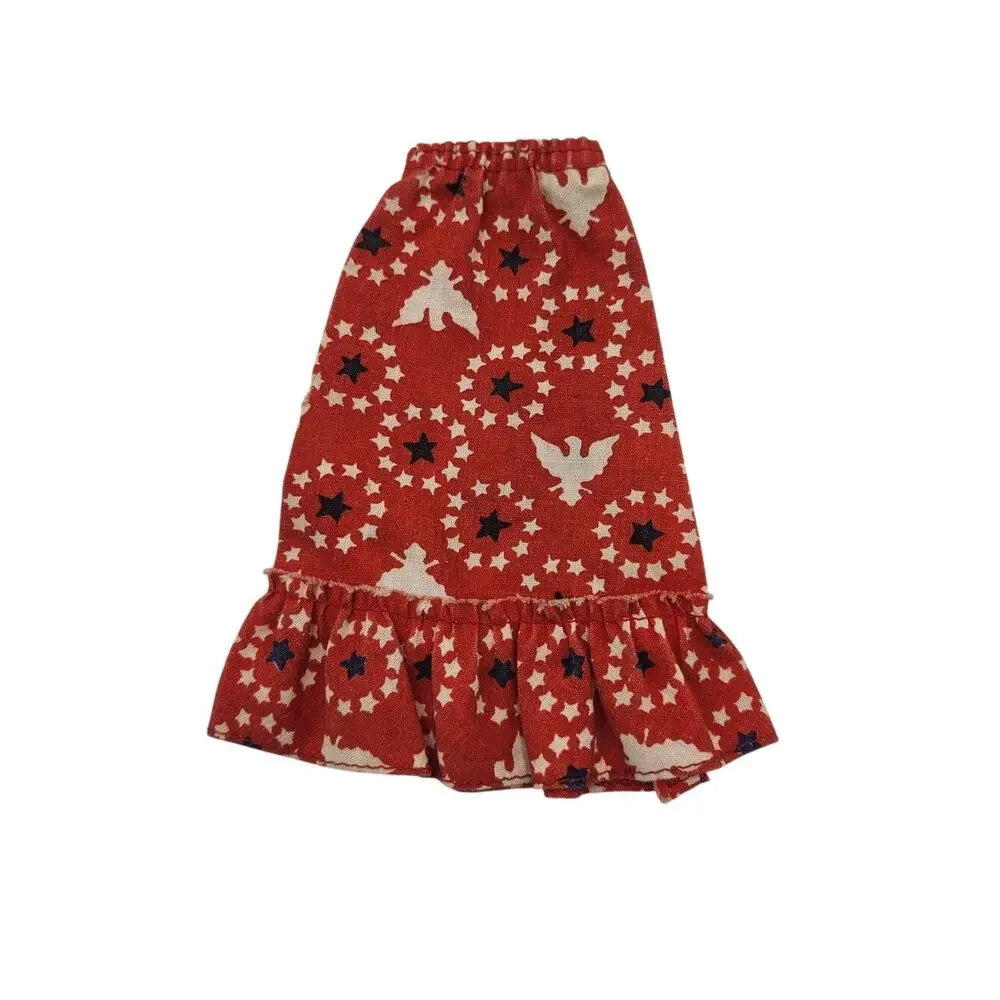 Vintage 1976 Barbie Red White Blue Eagle Bird Stars Print Skirt Mod #9161